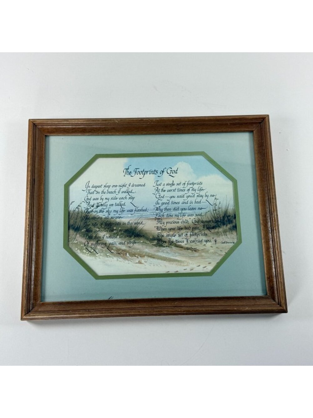 Vintage HOMCO Footprints in the Sand Framed Poem Ken Brown 1984 Wall D